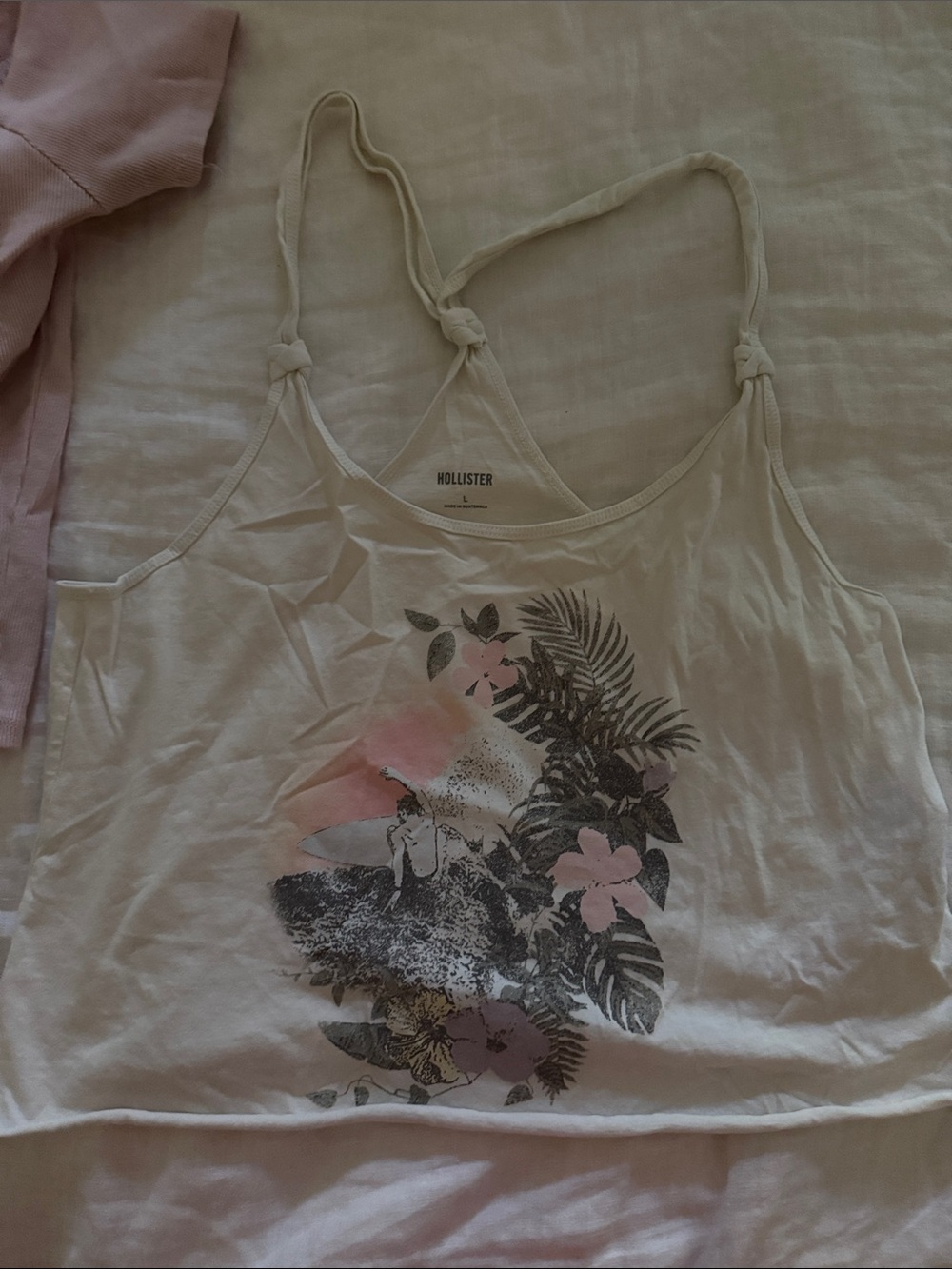 Bundle: Aeropostale  Pink Ribbed Short Sleeve Top &  White Floral Graphic tank - Picture 2 of 5